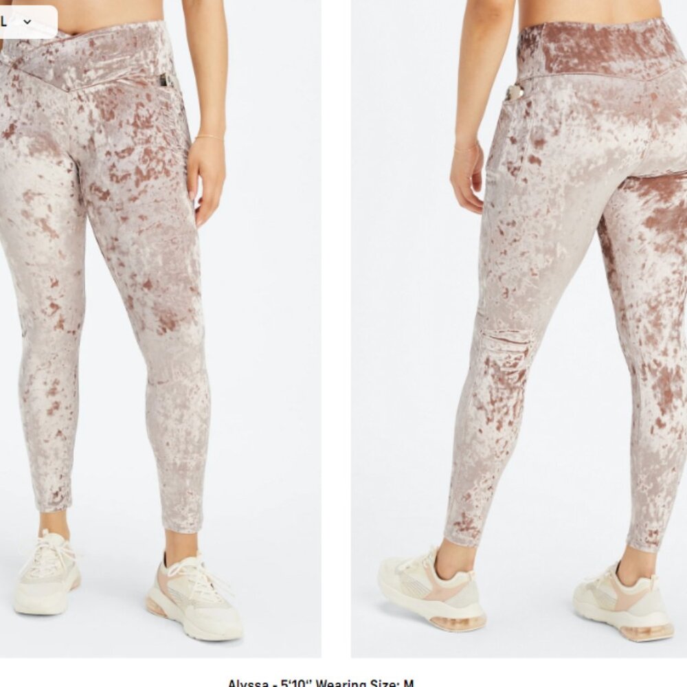 NWT Fabletics Oasis Crushed Velour Crossover Legging w.pockets - Medium- Teddy
